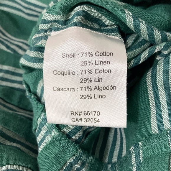 ANTHROPOLOGIE Payal Pratap Cha Cha Green Stripe Linen Wide Leg Crop Jumpsuit - Picture 13 of 14